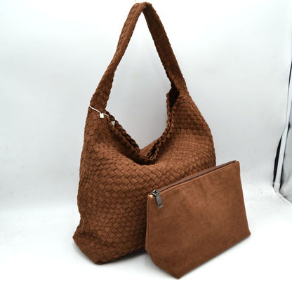 Large Woven Weave Ultra Suede Bag