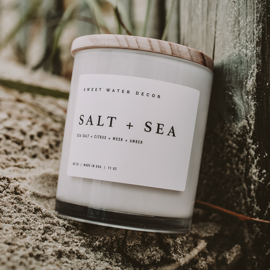 Salt and Sea 11 oz Soy Candle - Home Decor & Gifts - 606River