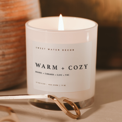 Warm and Cozy 11 oz Soy Candle - Christmas Decor & Gifts