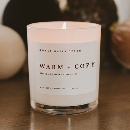 Warm and Cozy 11 oz Soy Candle - Christmas Decor & Gifts