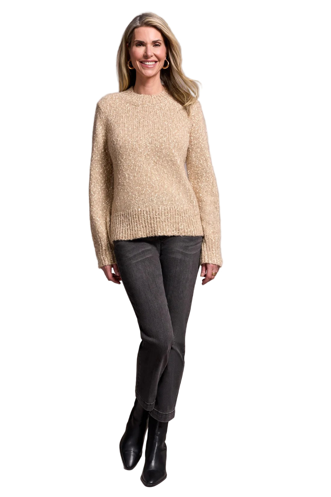 Subtle Sparkle Cream Sweater top