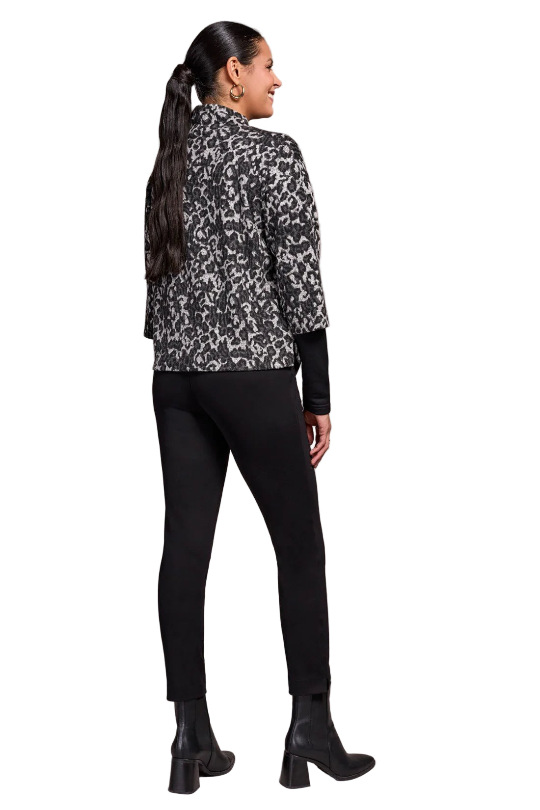 Black Grey Mock Neck Top