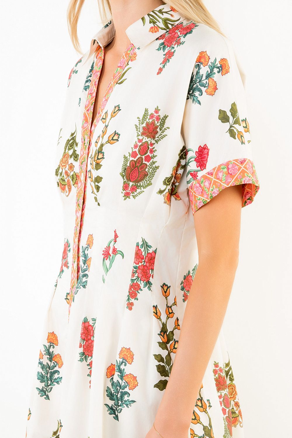 Short Sleeve Floral Shirt Dress
