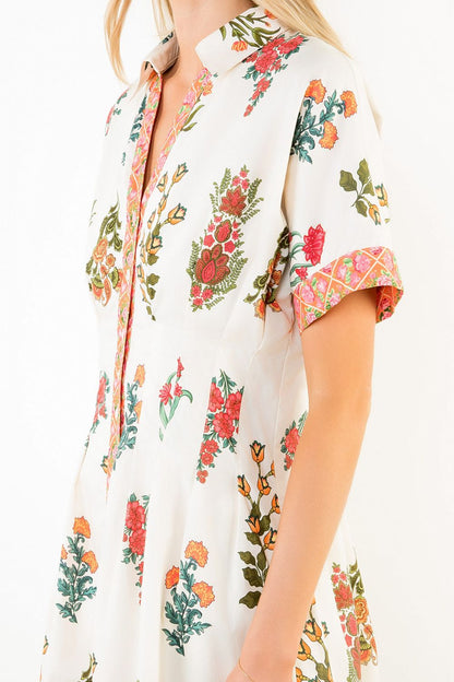 Short Sleeve Floral Shirt Dress