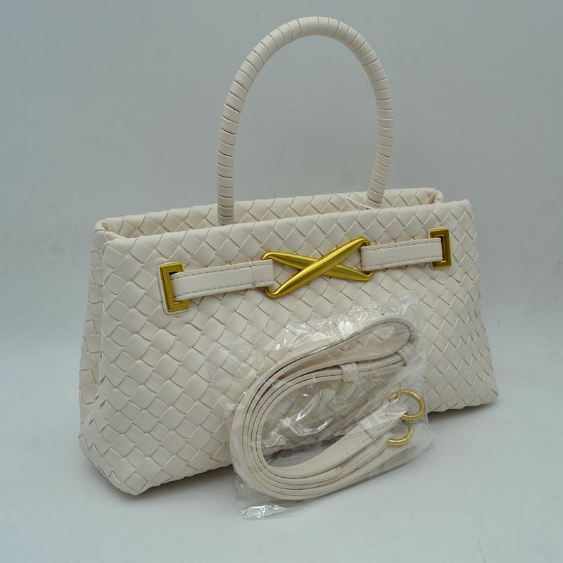 Vegan Leather Weave Bag With Brass