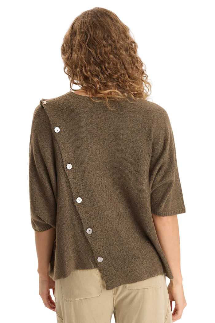 Osiris Asymmetrical Button Detail Knit Poncho - 606River