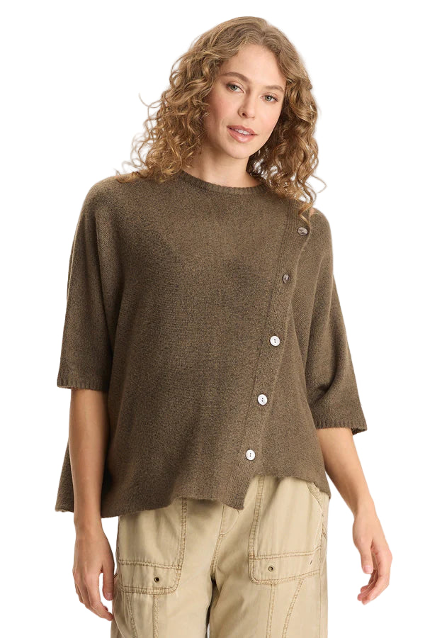 Osiris Asymmetrical Button Detail Knit Poncho - 606River