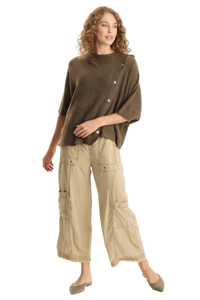 Osiris Asymmetrical Button Detail Knit Poncho - 606River