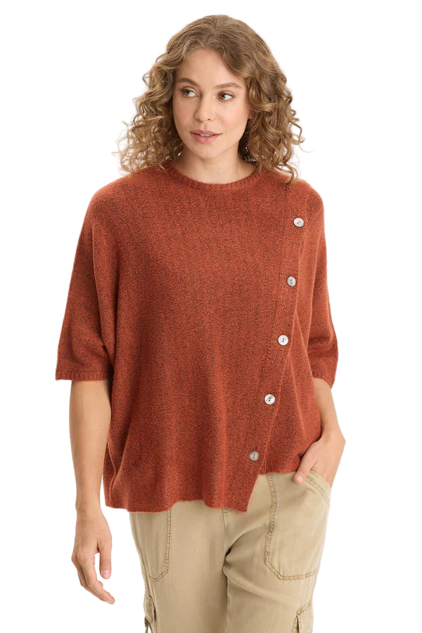 Osiris Asymmetrical Button Detail Knit Poncho - 606River