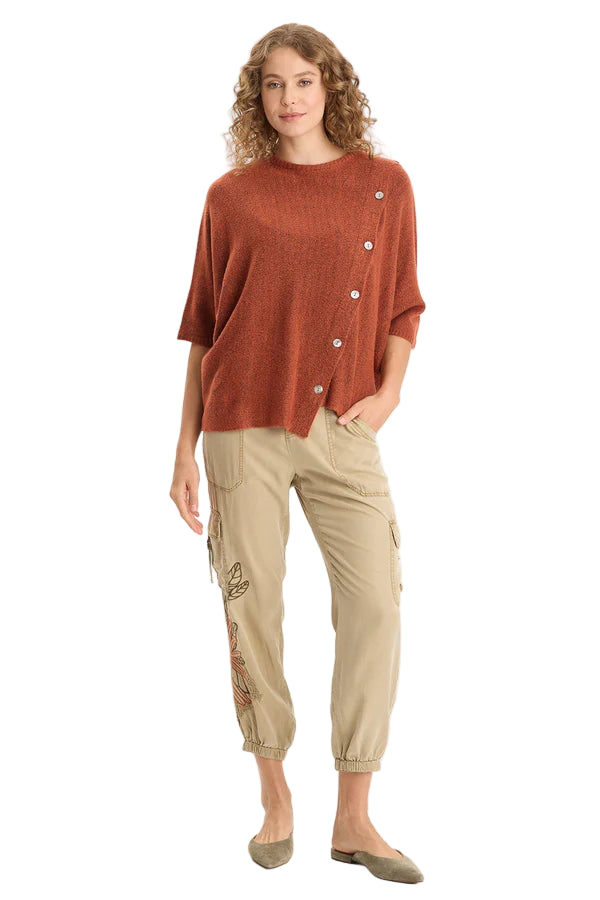 Osiris Asymmetrical Button Detail Knit Poncho - 606River