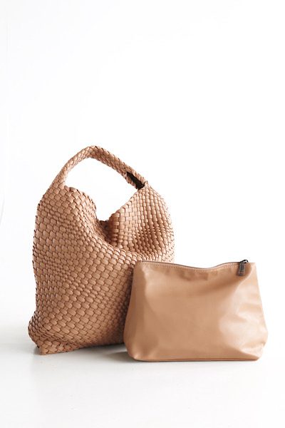 Woven Vegan Leather Shopper Bag