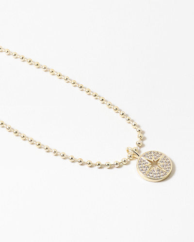 Gold Starburst Pendant Ball Chain Necklace