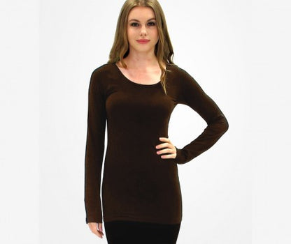 Elietian Solid Long Sleeve Scoop Neck Top - 606River