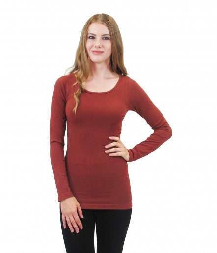 Elietian Solid Long Sleeve Scoop Neck Top - 606River