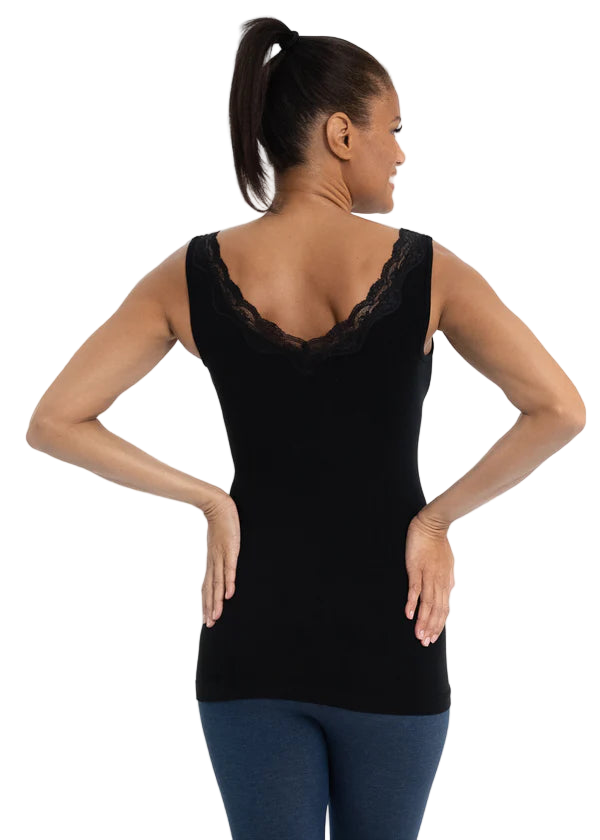 Elietian V-Neck Lace Trim One Size Comfortable Tank Top - 606River