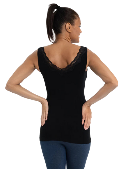 Elietian V-Neck Lace Trim One Size Comfortable Tank Top - 606River